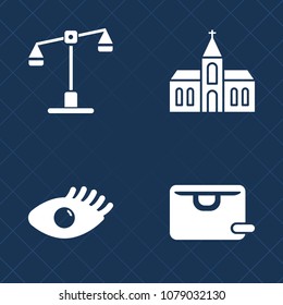 Premium set of fill vector icons. Such as gift, catholic, holy, health, old, lawyer, female, beautiful, , weight, building, model, girl, smile, faith, christian, religion, chapel, weigh, judge, body