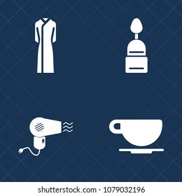 Premium set of fill vector icons. Such as beverage, beautiful, air, cup, pastry, dress, cookie, hair, bakery, breakfast, chocolate, food, bread, girl, button, dryer, mug, muffin, sign, fashion, sweet