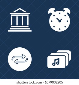 Premium set of fill vector icons. Such as financial, replace, change, investment, business, hour, timer, watch, wake, format, web, work, vintage, music, man, reminder, substitute, clock, time, minute