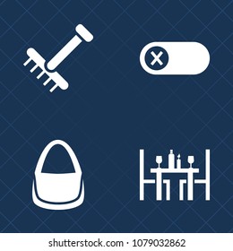 Premium set of fill vector icons. Such as deactivate, power, yard, electric, fall, dinner, restaurant, off, energy, finger, control, food, female, collection, agriculture, tool, technology, electrical