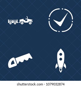 Premium set of fill vector icons. Such as technology, truck, speed, tool, auto, travel, transport, equipment, construction, van, pictogram, carpentry, delivery, cut, transportation, science, work, car