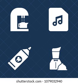 Premium set of fill vector icons. Such as toothpaste, plate, food, cup, black, note, melody, dental, brush, hygiene, care, service, tray, sign, bean, closeup, hot, musical, toothbrush, key, clean