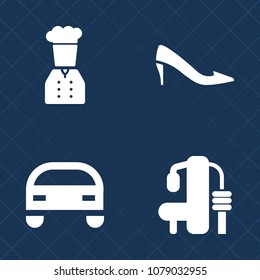 Premium set of fill vector icons. Such as exercise, machine, gym, food, cooking, healthy, cook, cooker, weight, sport, diet, high, transport, fitness, style, female, dumbbell, elegant, sign, chief