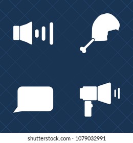 Premium set of fill vector icons. Such as white, element, sign, comic, announcement, animal, loud, cock, message, agriculture, shape, talk, background, audio, text, hen, food, bird, sound, silhouette