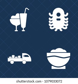 Premium set of fill vector icons. Such as transport, kitchen, van, character, sign, flavor, spaceship, summer, fiction, alien, truck, coffee, cone, tasty, delivery, vanilla, cargo, extraterrestrial