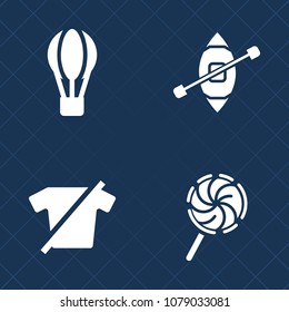Premium set of fill vector icons. Such as tee, air, stick, white, yacht, transport, textile, food, lolly, parachute, shirt, apparel, flight, marine, retro, swirl, boat, sail, sailboat, aircraft, fly