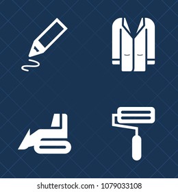 Premium set of fill vector icons. Such as school, brush, clothing, marker, drawing, machine, pencil, tool, clothes, business, roller, industry, object, coat, shovel, paint, sign, equipment, young, pen