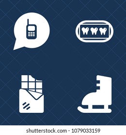 Premium set of fill vector icons. Such as technology, hygiene, dental, dentistry, ice, chocolate, food, dial, medicine, oral, bar, dark, medical, dessert, telephone, support, broken, hand, cocoa, care