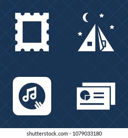 Premium set of fill vector icons. Such as wall, pattern, tourism, art, blank, music, summer, border, vintage, camp, silhouette, musical, old, sound, frame, mountain, graph, green, hiking, sign, travel