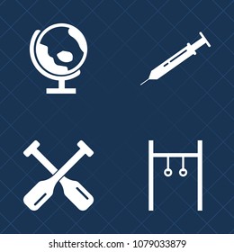 Premium set of fill vector icons. Such as geography, tool, athlete, rowing, training, silhouette, continent, girl, body, simple, travel, exercise, paddle, needle, graphic, wooden, map, sphere, world