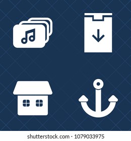 Premium set of fill vector icons. Such as object, document, text, video, app, secure, computer, navigation, photo, shape, paper, graphic, nautical, steel, technology, button, anchor, interface, sign
