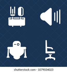 Premium set of fill vector icons. Such as dinner, mechanical, interior, intelligence, robotic, eat, sofa, 3d, comfort, digital, comfortable, artificial, cafe, menu, kitchen, future, button, technology