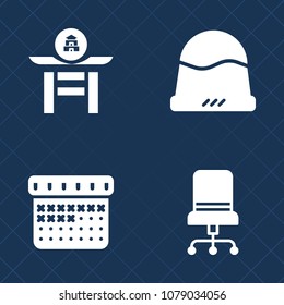 Premium set of fill vector icons. Such as cap, interior, japan, business, office, timetable, month, comfortable, day, instrument, headwear, blank, tradition, musical, festival, head, date, culture