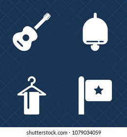 Premium set of fill vector icons. Such as acoustic, musician, wardrobe, black, doorbell, shop, flag, country, ring, nation, fashion, banner, jazz, rock, guitar, red, american, usa, alarm, call, hand
