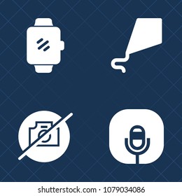 Premium set of fill vector icons. Such as technology, mic, childhood, radio, wind, summer, image, display, photography, audio, child, music, record, camera, happy, screen, sound, vacation, hand, kid