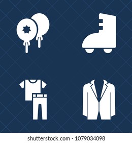 Premium set of fill vector icons. Such as shirt, bright, textile, fun, skating, suit, style, happy, person, birthday, graphic, sport, celebration, businessman, manager, male, clothing, roller, dress