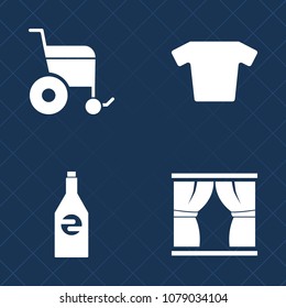 Premium set of fill vector icons. Such as water, clothing, fashion, house, hospital, tee, art, white, human, interior, soda, clean, disabled, glass, care, decoration, alcohol, clothes, shirt, chair