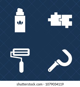 Premium set of fill vector icons. Such as romantic, luxury, part, harvest, perfume, wall, roller, smell, spray, brush, aroma, sign, elegance, wheat, leisure, cosmetic, nature, puzzle, shape, piece