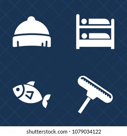 Premium set of fill vector icons. Such as animal, textile, sign, healthy, wear, fish, head, paintbrush, seafood, sea, sport, bed, pictogram, handle, clothing, cap, travel, motel, repair, fresh, paint