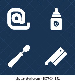 Premium set of fill vector icons. Such as white, internet, utensil, nutrition, black, object, plastic, address, dinner, send, email, childhood, website, business, bottle, axe, envelope, mail, lunch