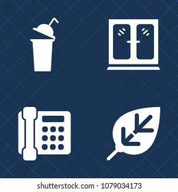 Premium set of fill vector icons. Such as white, leaf, cup, style, wood, food, green, sign, phone, modern, telephone, drink, object, coffee, environment, tree, decoration, connection, plant, service
