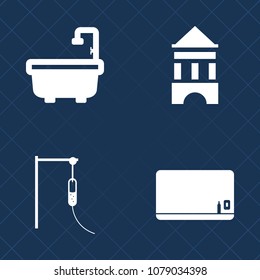 Premium set of fill vector icons. Such as education, empty, drug, doctor, wireless, nurse, blackboard, male, hygiene, school, medicine, white, bathroom, tower, blank, board, web, antenna, female, bath