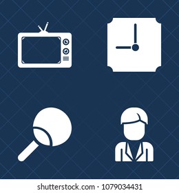 Premium set of fill vector icons. Such as graphic, people, young, minute, tennis, equipment, character, watch, technology, table, leisure, time, entertainment, sign, screen, ping-pong, boy, racket, tv