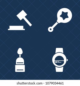 Premium set of fill vector icons. Such as infant, baby, object, justice, cupcake, cafe, touch, screen, play, food, legal, doughnut, authority, technology, cookie, muffin, hammer, bread, chocolate, law