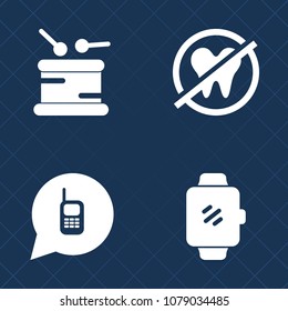 Premium set of fill vector icons. Such as smart, dial, ringing, watch, gadget, medicine, healthy, communication, call, dental, display, sound, support, screen, phone, touch, wireless, trumpet, drum