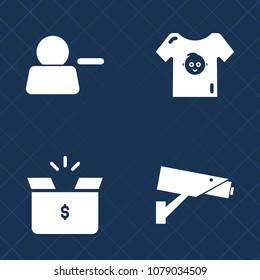 Premium set of fill vector icons. Such as protection, surveillance, white, newborn, sign, account, network, internet, transportation, delete, container, pictogram, infant, shipping, child, object, web