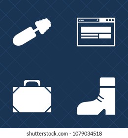 Premium set of fill vector icons. Such as girl, sign, pair, fashion, boot, house, internet, background, eyelash, mascara, paint, information, handbag, applicator, make-up, black, luggage, brush, style