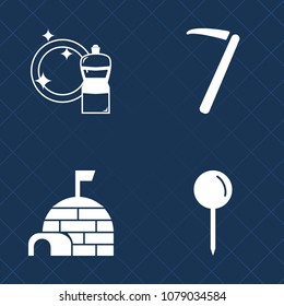 Premium set of fill vector icons. Such as spanner, shelter, repair, sponge, clean, work, location, toolbox, cleaner, wrench, screwdriver, tool, arctic, inuit, winter, metal, pin, landscape, household