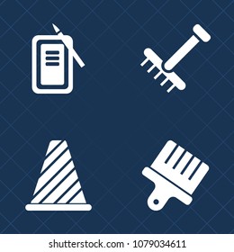 Premium set of fill vector icons. Such as brush, handle, artist, inkstone, yard, pen, paint, travel, garden, paintbrush, background, decoration, information, road, color, tool, draw, drawing, japanese