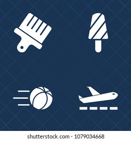 Premium set of fill vector icons. Such as food, football, decoration, airplane, refreshing, color, soccer, fly, lolly, snack, cream, summer, artistic, frozen, dessert, champion, flying, ink, fruit