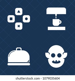 Premium set of fill vector icons. Such as equipment, espresso, machine, spaceship, space, internet, latte, humanoid, monster, service, pc, invaders, lunch, entertainment, coffee, ufo, cup, kitchen