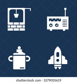 Premium set of fill vector icons. Such as well, wooden, communication, water, satellite, kid, spaceship, speaker, shuttle, rural, sound, traditional, baby, care, craft, galaxy, outdoors, bottle, space