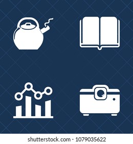 Premium set of fill vector icons. Such as knowledge, market, video, learning, internet, trendline, handle, concept, projector, kettle, progress, growth, tea, profit, literature, up, trend, cover, book