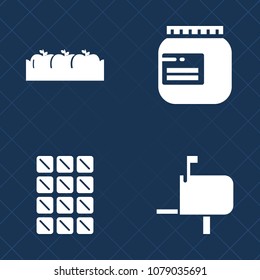 Premium set of fill vector icons. Such as tasty, brown, nature, fruit, apple, wooden, white, food, jar, delicious, message, bar, correspondence, fresh, organic, communication, mailbox, letter, natural