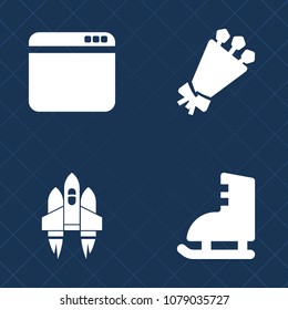 Premium set of fill vector icons. Such as web, spaceship, gift, nature, pink, spacecraft, blossom, computer, decoration, summer, rose, window, browser, interface, winter, sport, activity, galaxy, ice