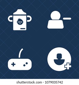 Premium set of fill vector icons. Such as nipple, care, pictogram, user, glass, business, milk, gaming, plastic, network, social, account, profile, nutrition, play, people, person, technology, infant