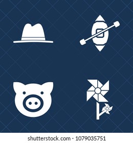 Premium set of fill vector icons. Such as bloom, meat, spring, worker, black, head, transport, travel, piggy, blossom, hat, little, ship, farm, agriculture, white, sail, boat, leaf, sailboat, flower