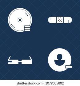 Premium set of fill vector icons. Such as cd, bandage, remove, account, web, circle, audio, record, internet, disc, treatment, medical, profile, pictogram, pharmacy, computer, smart, emergency, sound