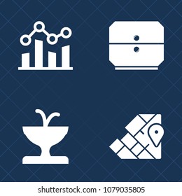 Premium set of fill vector icons. Such as chart, modern, file, global, atlas, up, office, sign, success, document, financial, map, travel, park, statue, growth, storage, market, famous, trendline, art