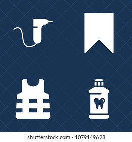 Premium set of fill vector icons. Such as dental, safety, equipment, brush, tooth, web, healthy, dentist, work, sign, paste, safe, star, care, hygiene, drill, jacket, life, health, mouth, sea, surgery