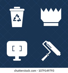 Premium set of fill vector icons. Such as tool, rubbish, waste, bin, screen, collection, queen, paint, display, trash, container, royal, technology, jewelry, recycle, internet, luxury, crown, king