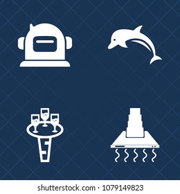 Premium set of fill vector icons. Such as helmet, cosmos, marine, travel, cosmonaut, mammal, wine, spaceman, astronaut, water, wineglass, blue, red, equipment, wild, ocean, space, jump, aquatic, home