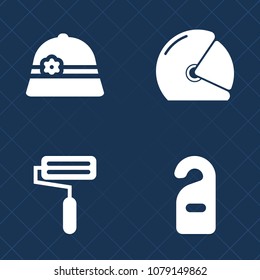 Premium set of fill vector icons. Such as rider, black, closed, helmet, hat, biker, roller, do, safety, paint, head, sport, cap, color, hard, motorbike, construction, white, road, privacy, race, room