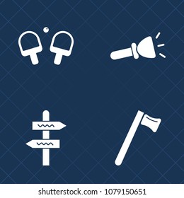Premium set of fill vector icons. Such as way, competition, pocket, energy, pong, tool, electric, screwdriver, emergency, construction, table, wrench, leisure, equipment, white, lamp, hammer, ball