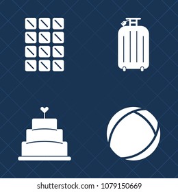 Premium set of fill vector icons. Such as trolley, eat, brown, dark, object, bar, luggage, baggage, competition, gourmet, sign, sport, snack, pie, circle, sugar, food, tasty, briefcase, suitcase, cake