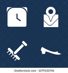 Premium set of fill vector icons. Such as position, pin, timer, time, place, autumn, navigation, raking, deadline, footwear, clock, fashion, fall, digital, work, foot, speed, location, yard, outdoor